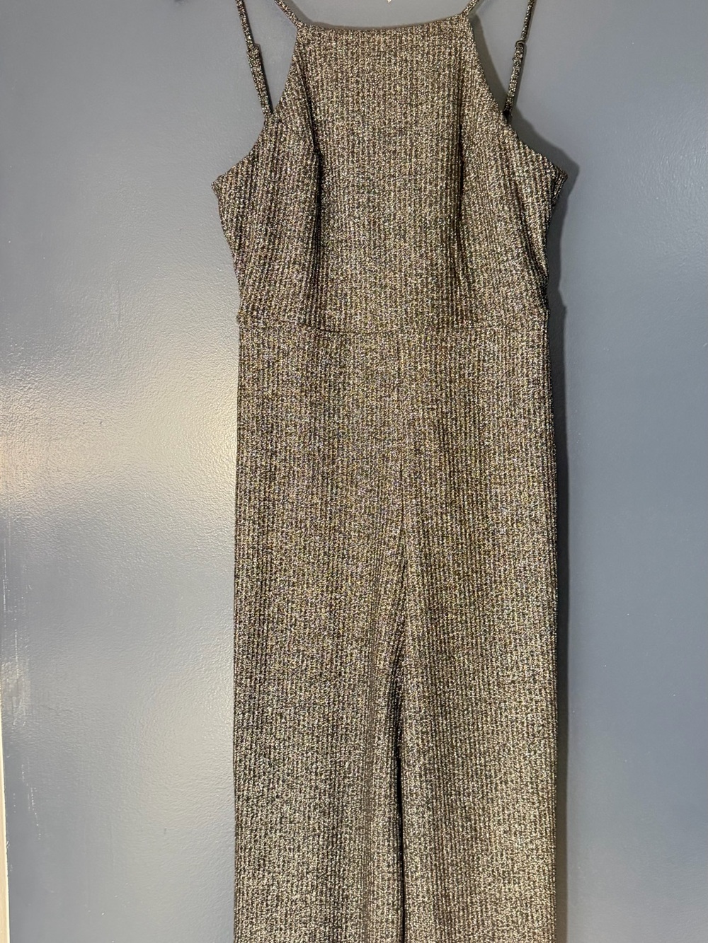 wild fable Metallic Silver Knit Wide-Leg Jumpsuit